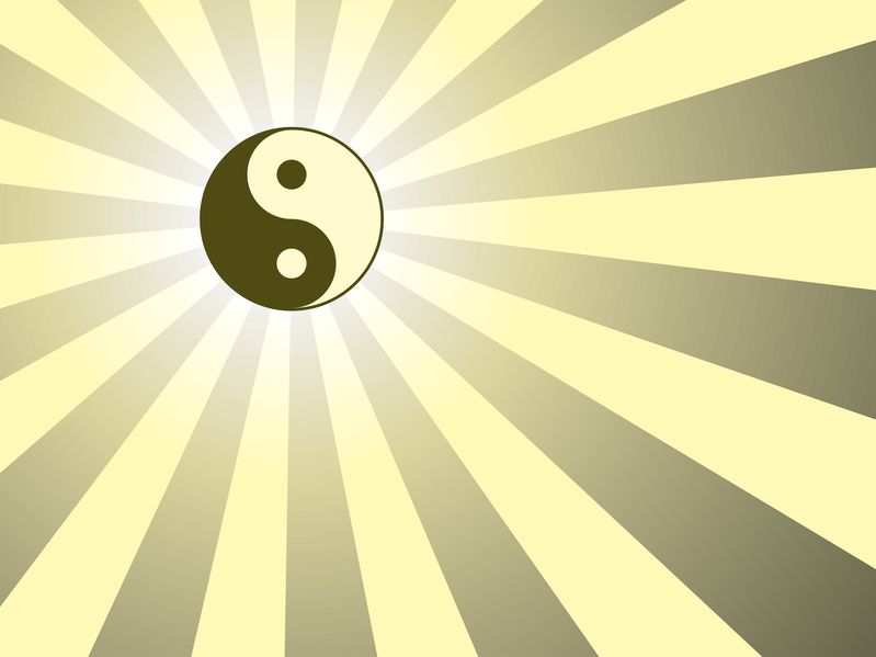 15825486 - abstract rays background with yin yang symbol